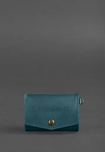 Женская кожаная монетница с клапаном 1.0 зеленая - фото 2