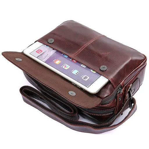 Кожаная мужская сумка через плечо John McDee 23.5х9х17 см sum0025919 - фото 5