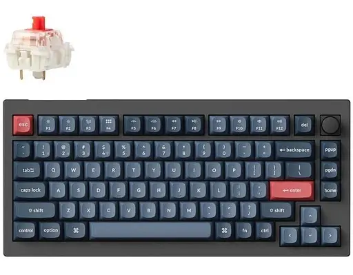 Клавіатура Keychron V1 Max 81 Key Gateron Jupiter Red Hot-Swap RGB Knob Carbon Black (V1MD1_KEYCHRON) - фото 1