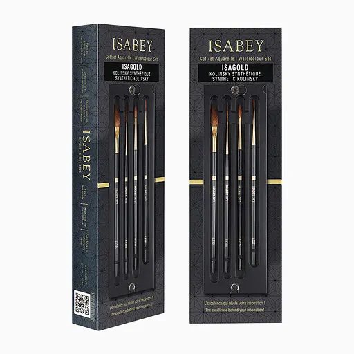 Набор кистей Isabey Isagold, 4 шт., для акварели, синтетика, футляр из дерева - фото 3