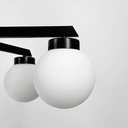 Чорна люстра на 7 білих плафонів Ø 75 см | Арт. SGJ 6/7 BK+WT | Line F - фото 5