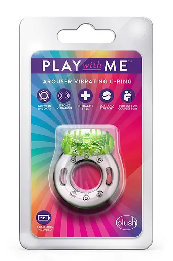 Виброкольцо Blush Play With Me Arouser Vibrating C-Ring 4.4 см зеленый - фото 3