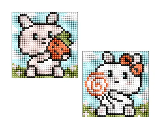 Набір з алмазною мозаїкою на самоклеючій основі для дітей Милі зайченята, 9x9 см, AMS1093