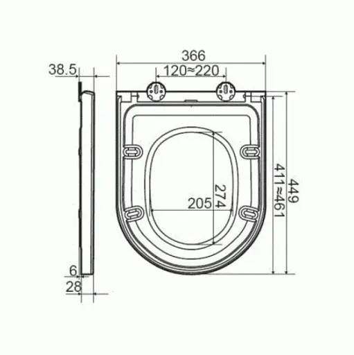Сидение для унитаза Cersanit Slim Wrap K11-2343-PT Soft Close из дюропласта антибактериальное - фото 4