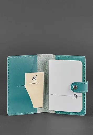 Шкіряна обкладинка для паспорта 3.0 бірюзова - фото 6