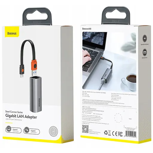 Переходник USB-A to RJ45 Baseus Steel Cannon Series Bidirectional Gigabit LAN Adapter CAHUB-AD0G - фото 3
