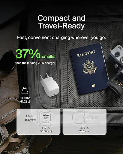 Belkin Зарядний пристрій мережевий Belkin 20Вт USB-C PD PPS білий - фото 2