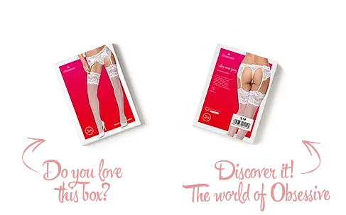 Чулки под пояс с широким кружевом Obsessive 810-STO-2 stockings белые S/M - фото 4
