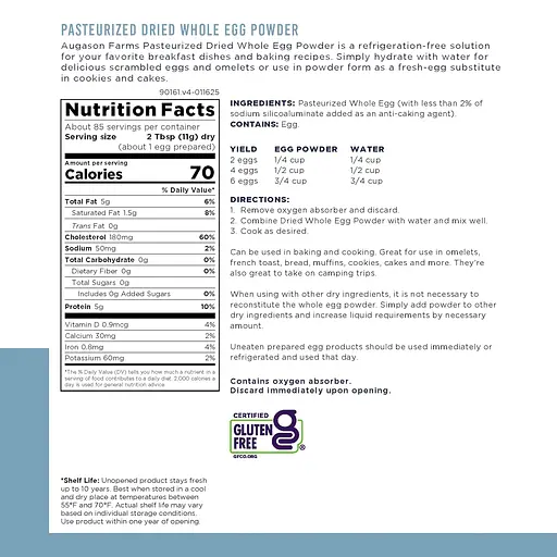 Сублимированные цельные яйца с белками и желтками с длительным сроком хранения 10 лет Augason Farms, 85 порций (101199) - фото 4