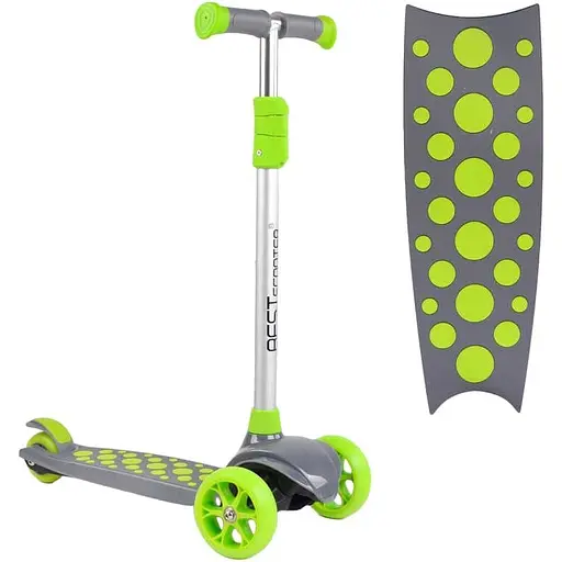 Самокат дитячий Best Scooter 63-80х11.5х30 см Сіро-салатовий 000254943