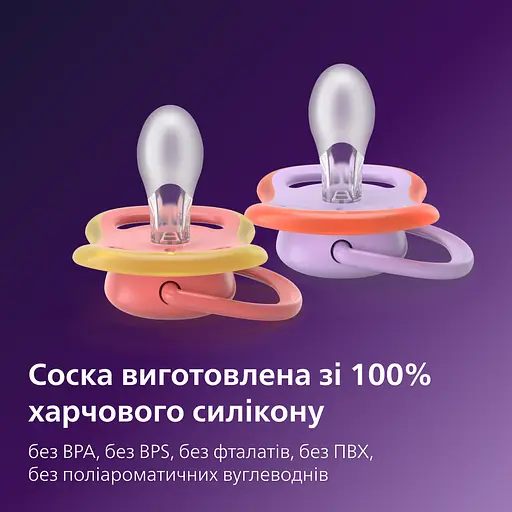 Пустышка Philips Avent Ultra Air 18+ мес. 2 шт. фиолетовая с коралловым (SCF349/47)  - фото 3