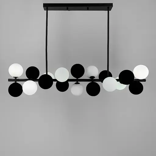 Удлиненная черная люстра HOLLY L с черно-белыми плафонами Line.F MJ 191-1050 BK+WT+BK - фото 2