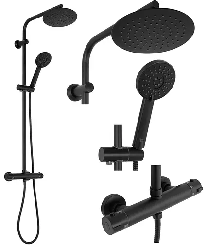 Душевая система Rea Bliss с термостатом black REA-P8804, Черный матовый - фото 6