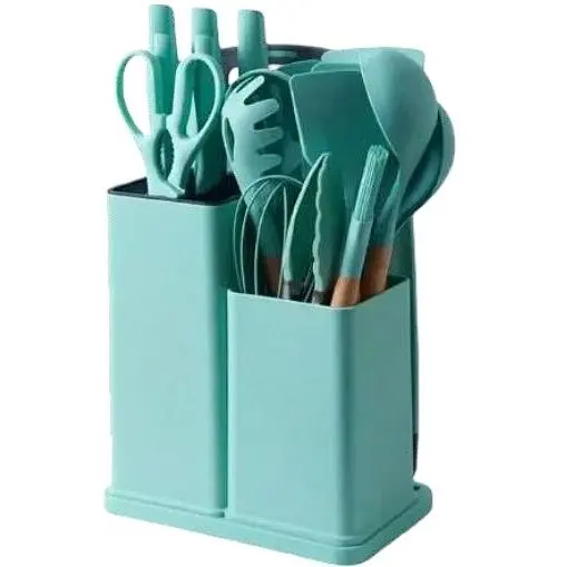 Набір кухонного приладдя Zepline ZP0102 силіконовий 19 предметів Бірюзовий - фото 1