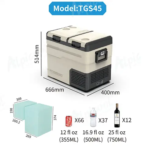 Компрессорный автохолодильник Alpicool TGS45 (47 литров, Двухкамерный) - фото 6