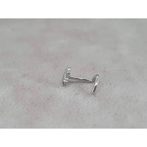 Золотая серьга-пирсинг Астор в нос Цветок с бриллиантами. 1122434Р_Б - фото 3