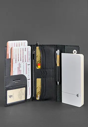 Кожаный клатч-органайзер (Тревел-Кейс) 5.0 черный - фото 3