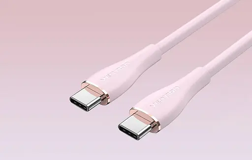 Кабель Vention USB 2.0 C Male to C Male 5A Cable 1M Pink Silicone Type (TAWPF) - фото 4