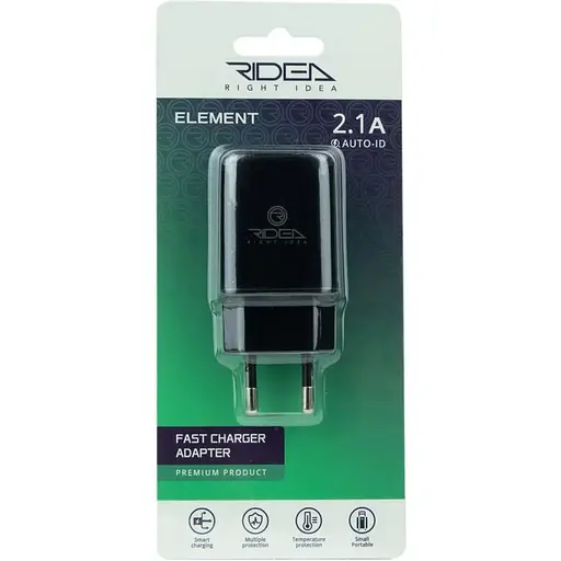Мережевий зарядний пристрій Ridea RW-11011 Element Auto-ID 2.1 A Black - фото 2