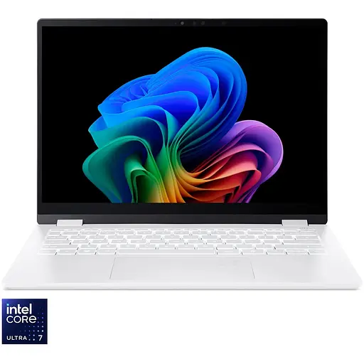 Ноутбук Acer Swift Edge 14 AI OLED SFE14-51T-7947 ​​з процесором Intel Core Ultra 7 256V pana la 4.8GHz, 14" 2.8K, 120Hz, OLED, сенсорний, 16GB LPDDR5X RAM, 1TB SSD Home, Pearl білий