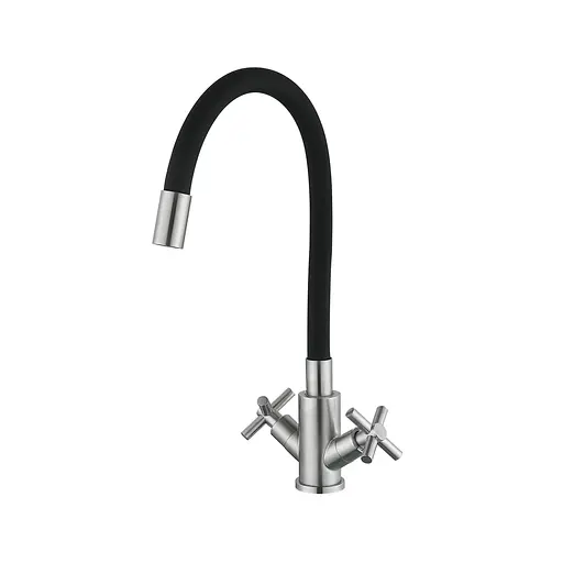 Смеситель для кухни Lidz Wind U рефлекторный Black 13R-BFS Black букса керамическая Черный - фото 1