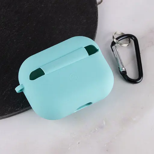 Силіконовий футляр з мікрофіброю для навушників Airpods Pro Бірюзовий / Marine Green - фото 4