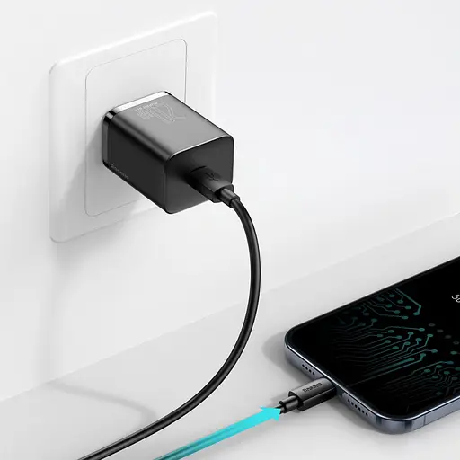 СЗУ Baseus Super Si Quick Charger 20W (1USB-C) + кабель Type-C to Lightning (TZCCSUP-B) - фото 5