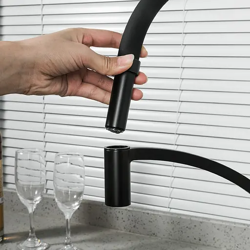 Змішувач для кухні Frap F4552-6 з гнучким виливом чорний матовий - фото 3