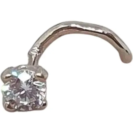 Золотая серьга-пирсинг в нос Dear с фианитом. 1017.1