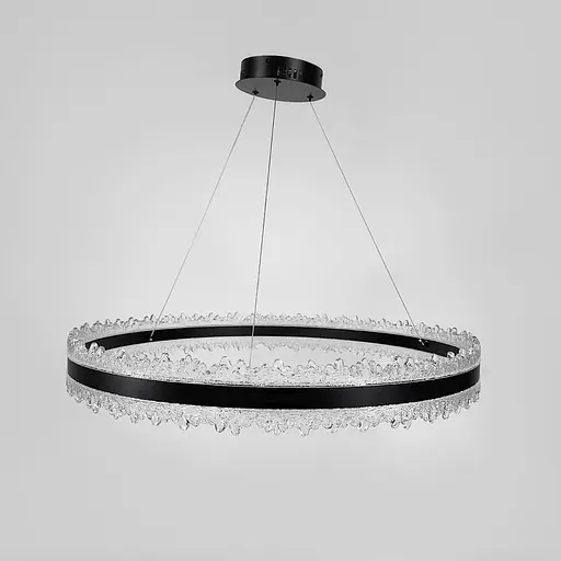Волшебная подвесная люстра в черном корпусе с кольцом Ø 80 см Ст. MJ304-800 BK | Line F - фото 2