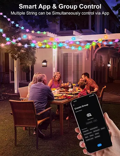 Умная звездная гирлянда, 10 м RGB Интегрированный чип 66 светодиодных гирлянд для помещений с приложением и пультом - фото 6