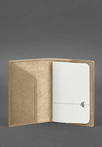 Кожаная обложка для паспорта с картой Украины светло-бежевая - фото 3