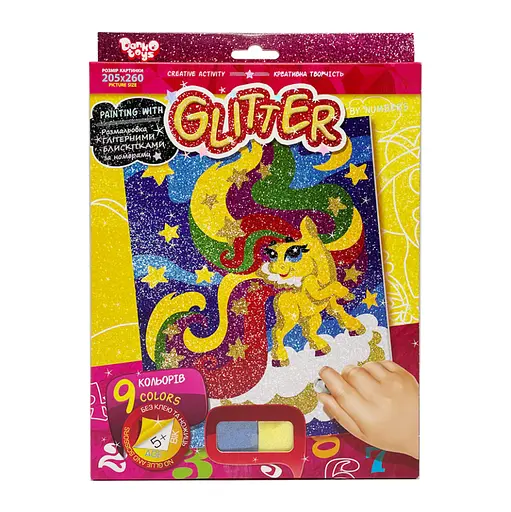 Набір для творчості, Розмальовка глітерними блискітками за номерами, міні, Danko Toys