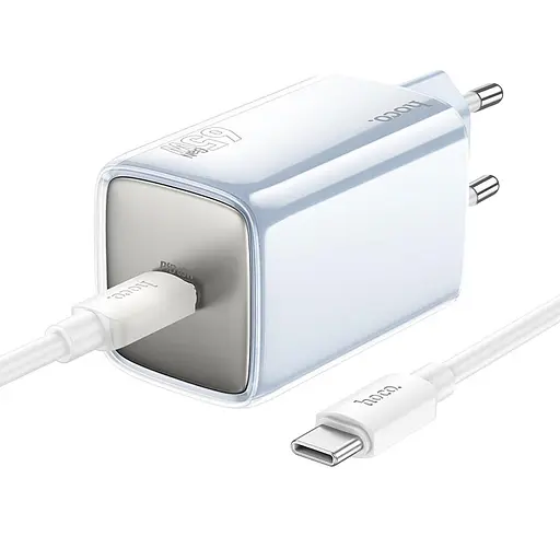 МЗП Hoco N48 Glorious PD65W (1USB-C) + кабель Type-C to Type-C Blue - фото 2