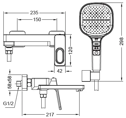 Смеситель для ванны Koer KB-41031-05 с коротким изливом KR5437 Черный матовый - фото 3