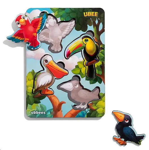 Вкладыши "Птицы" (фон с подсказкой), 16*12*0,6см