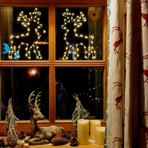 Рождественское украшение в виде оленя с подсветкой и таймером, 120 теплых белых светодиодных гирлянд для окон, 8 режимов - фото 3