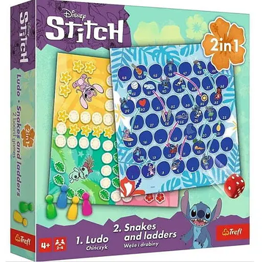 Настольная игра Trefl Лудо 2 в 1. Лило и Стич (Ludo 2 in 1: Lilo & Stitch) (02656) - фото 1