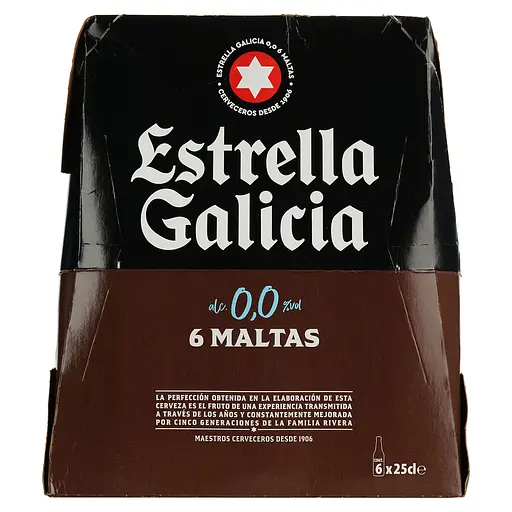 Упаковка пива Estrella Galicia 6 Maltas безалкогольне темне 0% 1.5 л (0.25 л x 6 шт.) - фото 3