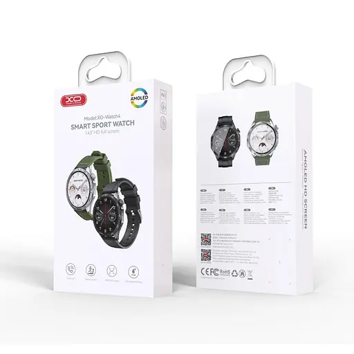 Смарт-часы XO Watch 4 AMOLED Screen Smart Sports Call Watch серебристый зеленый ремешок - фото 4