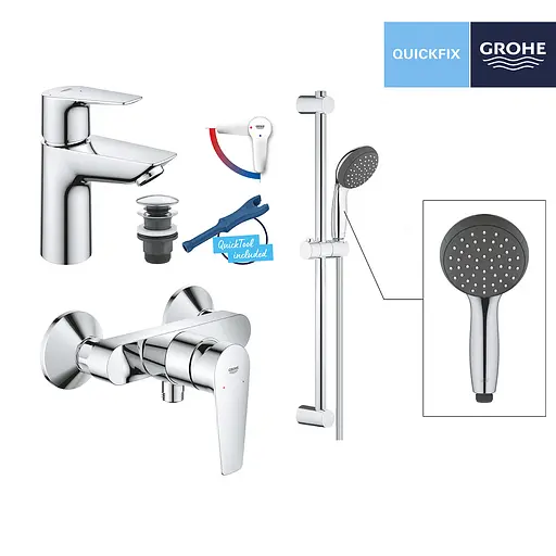 Набор смесителей 3 в 1 для ванной комнаты Grohe QuickFix StartEdge S-Size UA202502SE, Хром - фото 12