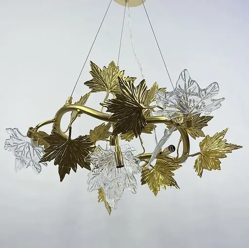 Люстра с декоративной листвой клена Ø60 см | Ст. MD 6015-600 GD Line F - фото 3