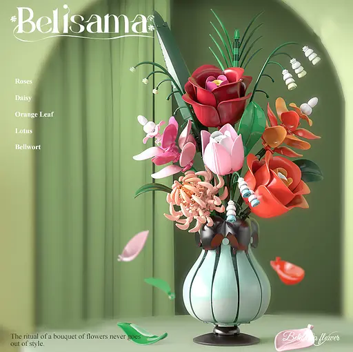 Конструктор квіти  MJI букет квітів у вазі Гармонія для дітей і дорослих для дівчаток 566 деталей - фото 3