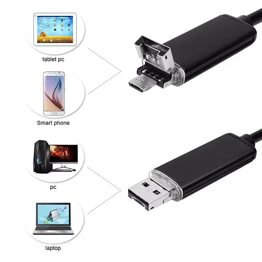 USB ендоскоп для смартфона і ноутбука HD 480P Kerui 652H, 2 метра, 5.5 мм, жорсткий кабель (100348) - фото 3