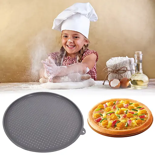 Форма силіконова антипригарна перфорована для випікання піци Ø 34.5 см, Kitchen Master Сірий 86114 - фото 4