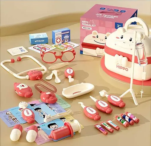 Набор доктора HZ 888 A стетоскоп, термометр, фонарик, подсветка, шприц, очки, аксессуары, в коробке (6983845401833) - фото 6