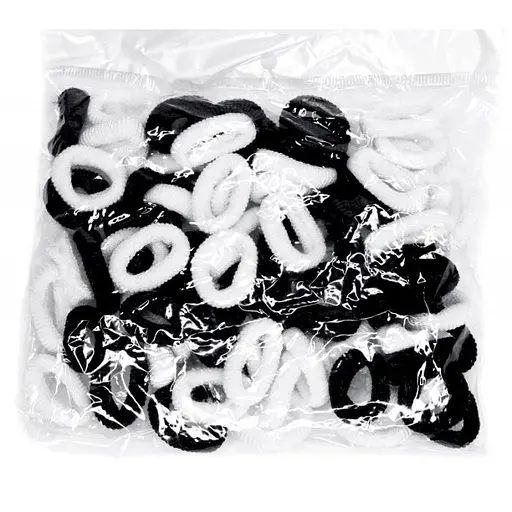 Детская резинка для волос 0307-1128 микрофибра, черно-белый, набор 100 шт