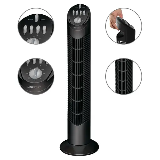 Вентилятор колонный Clatronic T-VL 3546 (76cm), мощность 50вт, Black - фото 3