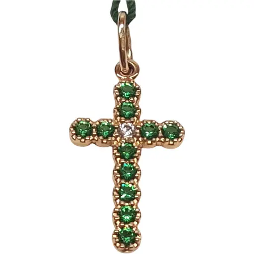 Золотий хрестик ЮЗ "Багет" з фіанітами. A3260/OD