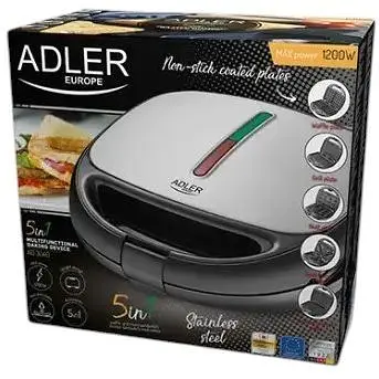 Вафельница-орешница-гриль-бутербродница Adler AD 3040 - 5в1 1200 Вт - фото 9